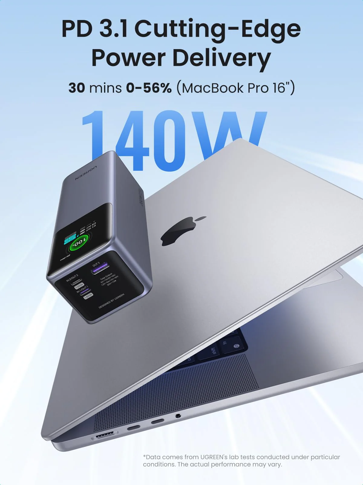 Prijenosno napajanje powerbank UGREEN 35525B, 25.000 mAh, Fast Charging, USB-C, Power Delivery 3.1 do 140W, sivi-11
