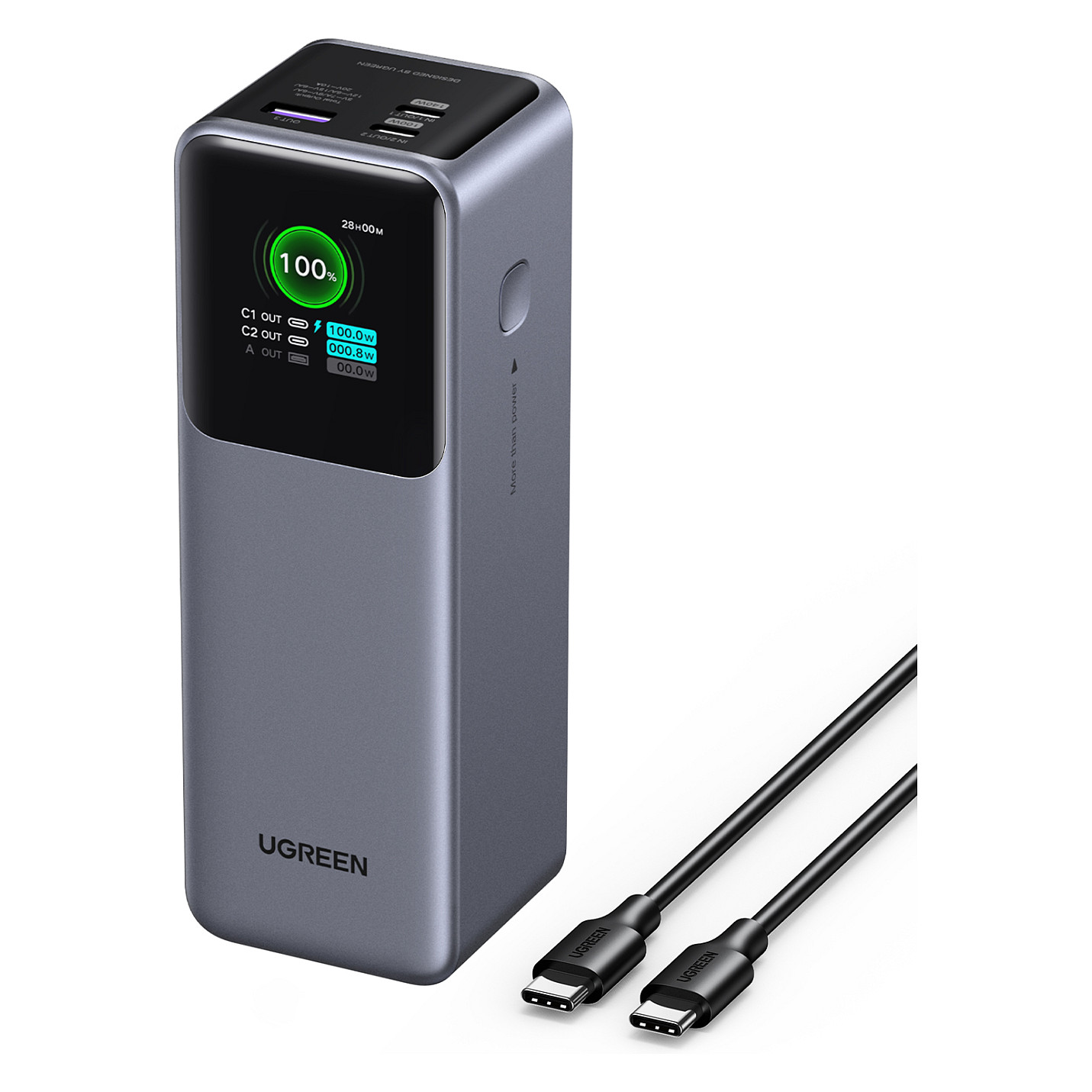 Prijenosno napajanje powerbank UGREEN 35525B, 25.000 mAh, Fast Charging, USB-C, Power Delivery 3.1 do 140W, sivi-25