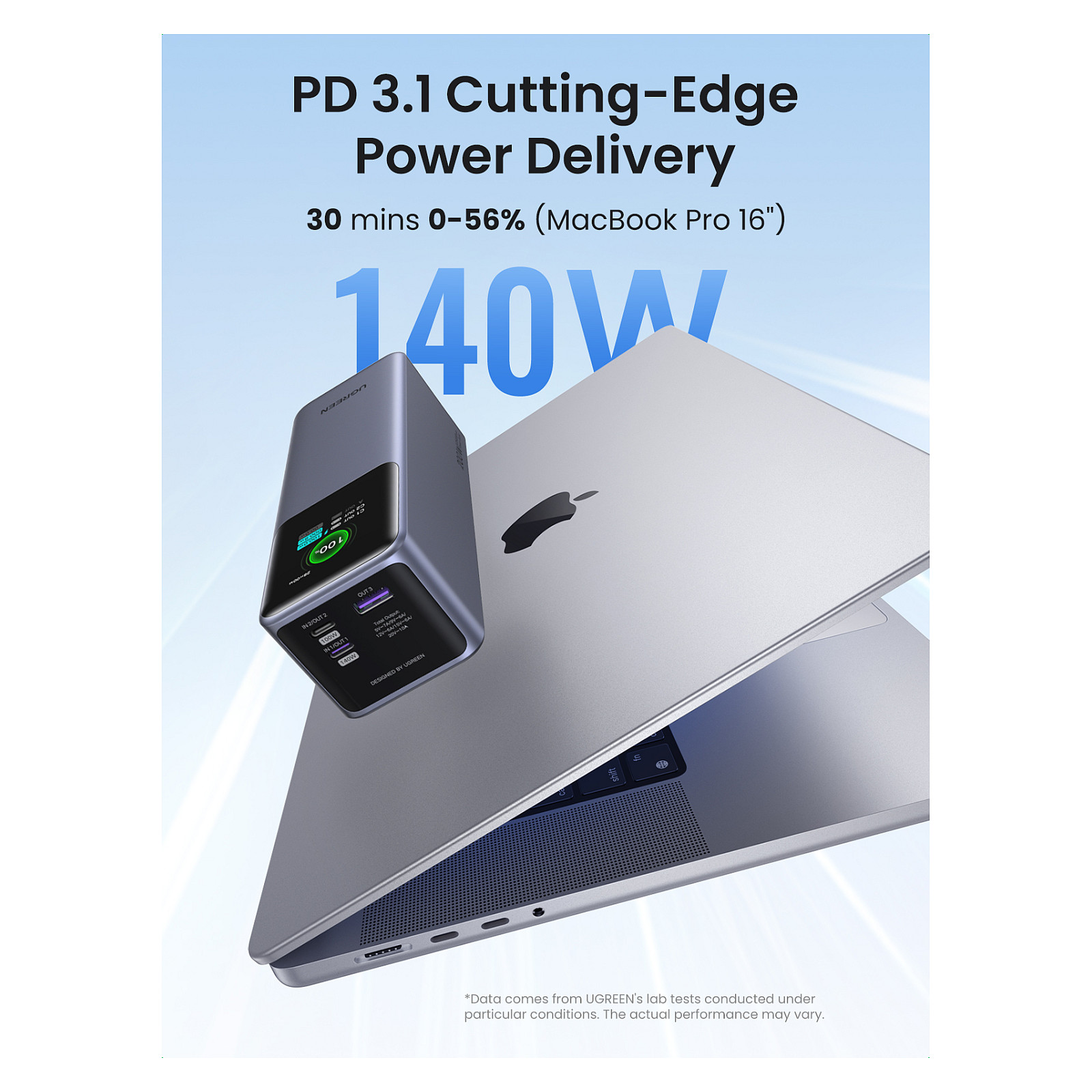 Prijenosno napajanje powerbank UGREEN 35525B, 25.000 mAh, Fast Charging, USB-C, Power Delivery 3.1 do 140W, sivi-29