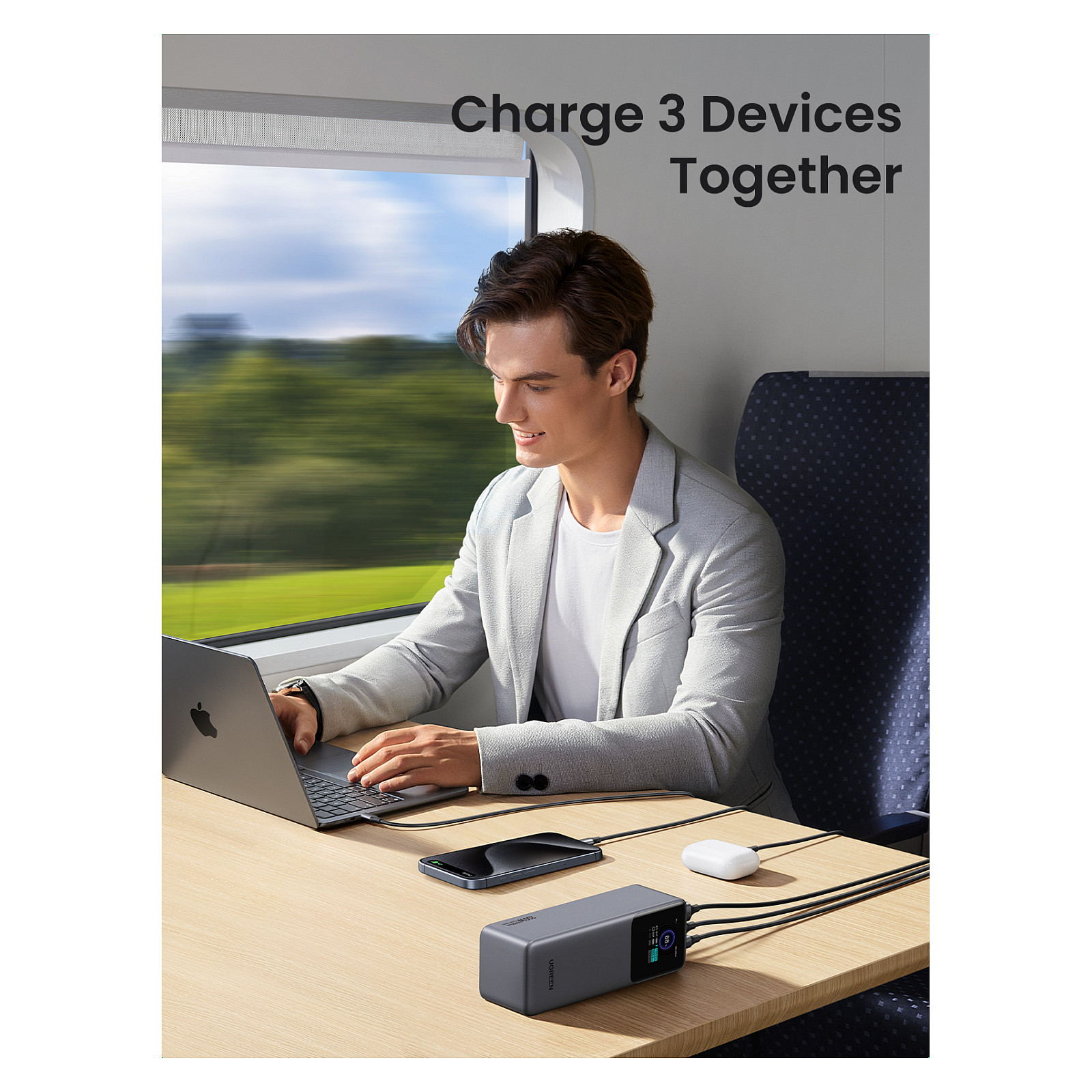Prijenosno napajanje powerbank UGREEN 35525B, 25.000 mAh, Fast Charging, USB-C, Power Delivery 3.1 do 140W, sivi-32