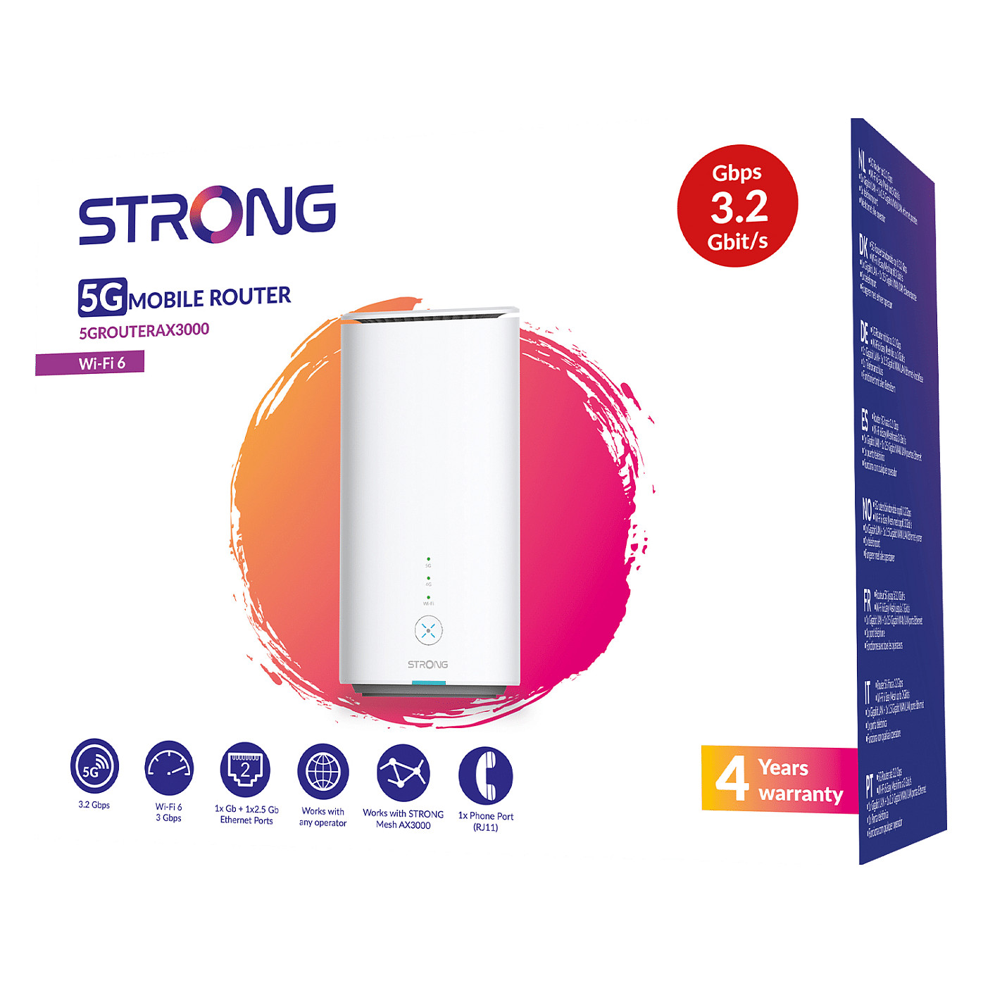 Router STRONG 5GROUTERAX3000, 5G LTE, nano SIM, Wi-Fi 6, telefonski priključak RJ11-16