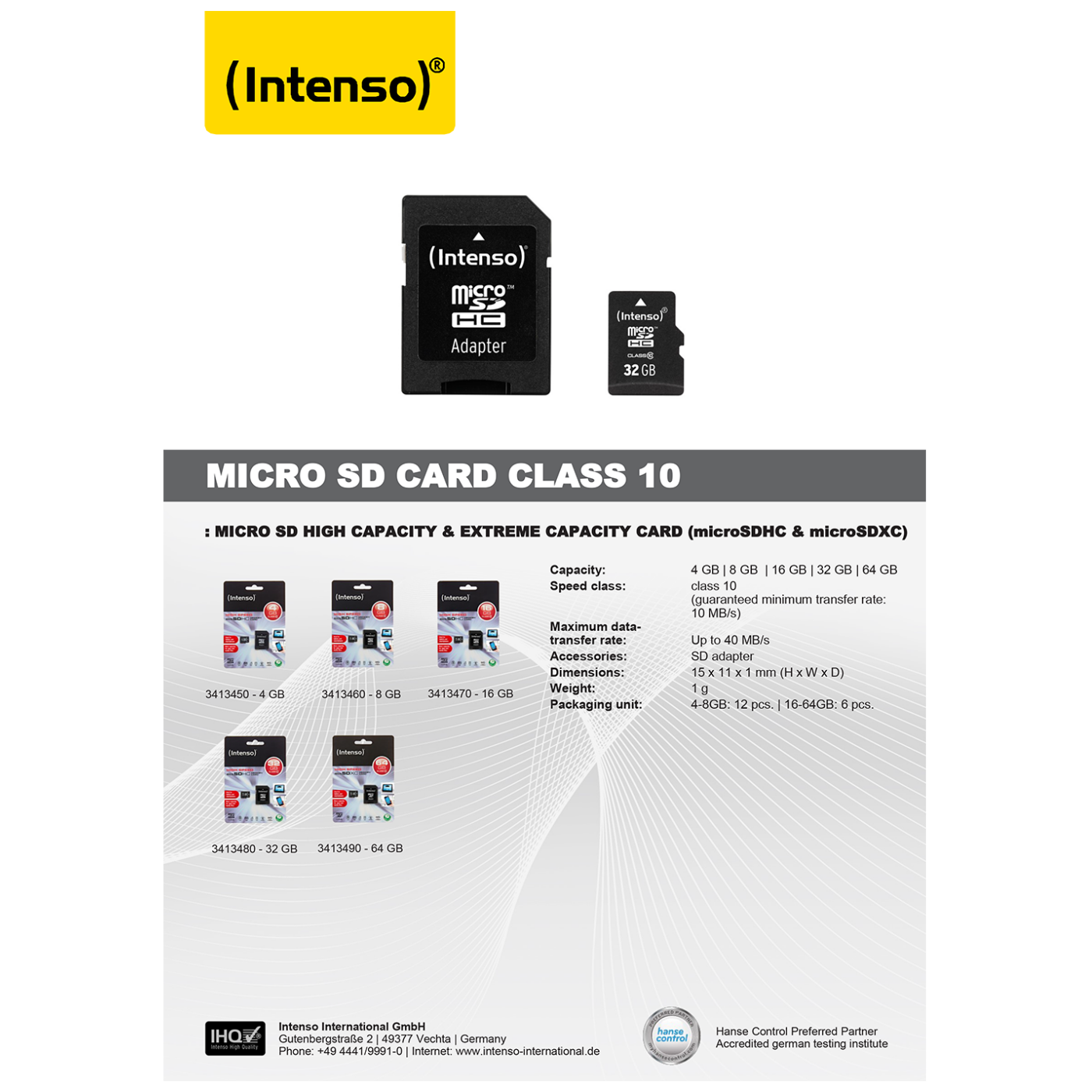 INTENSO Micro SD Kartica 4GB Class 10 (SDHC & SDXC) sa adapterom - SDHCmicro+ad-4GB/Class10-2
