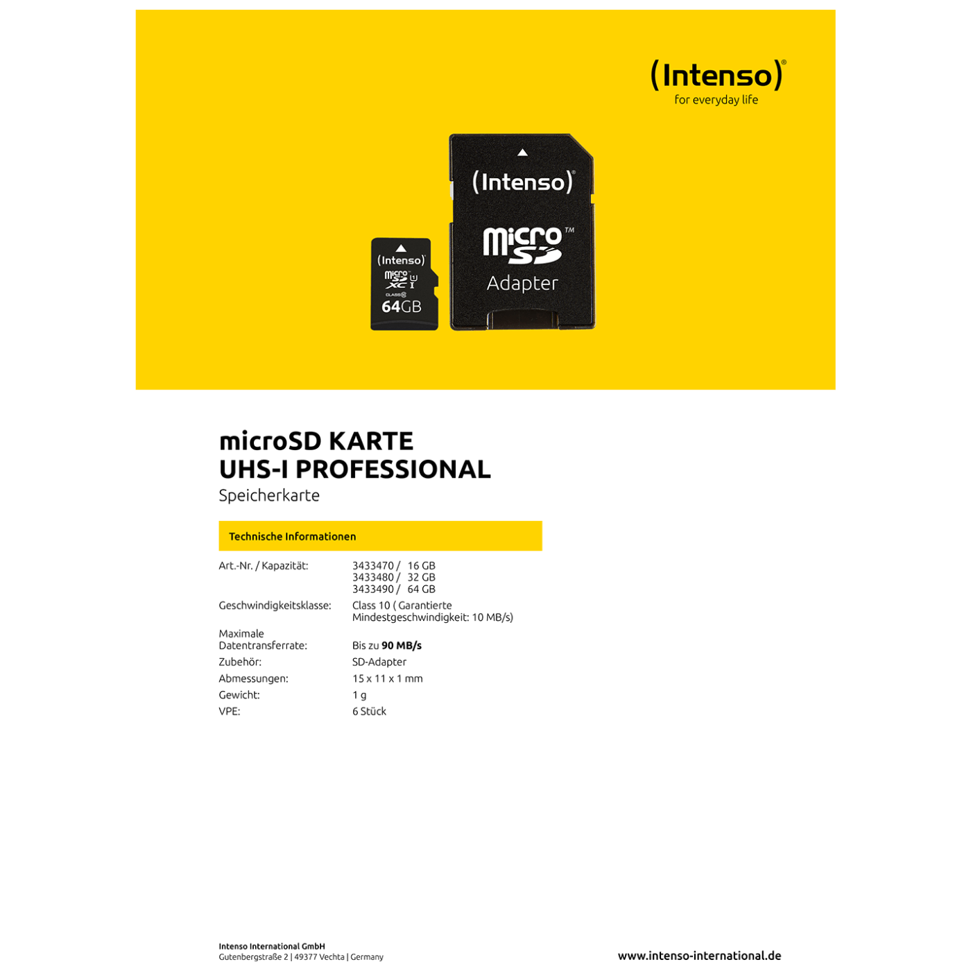 INTENSO Micro SDHC/SDXC kartica 32GB Class 10, UHS-I +adapter, Pro - MicroSD 32GB Class10 UHS-I Pro-2