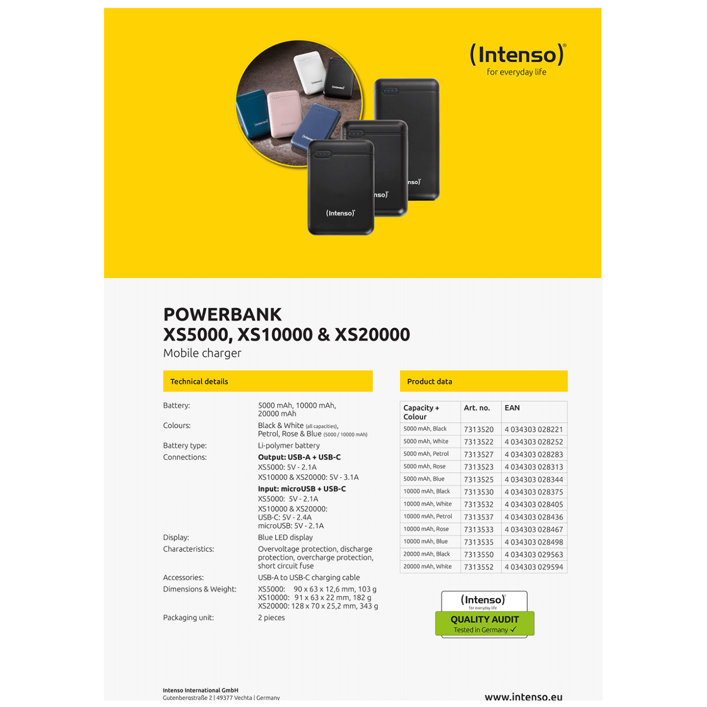 INTENSO Prijenosni punjač za mobitele i tablete 5000mAh - POWERBANK XS5000 crna-4
