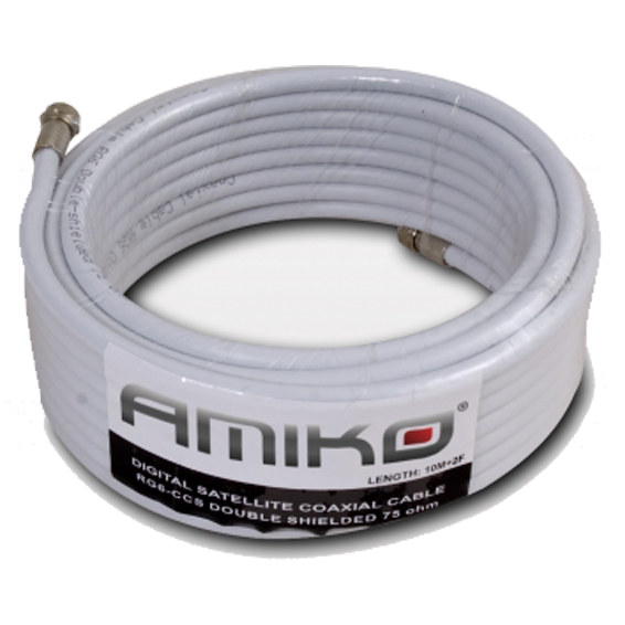 Koaksijalni kabel AMIKO RG-6, CCS, 90dB, 10 m, sa konektorima