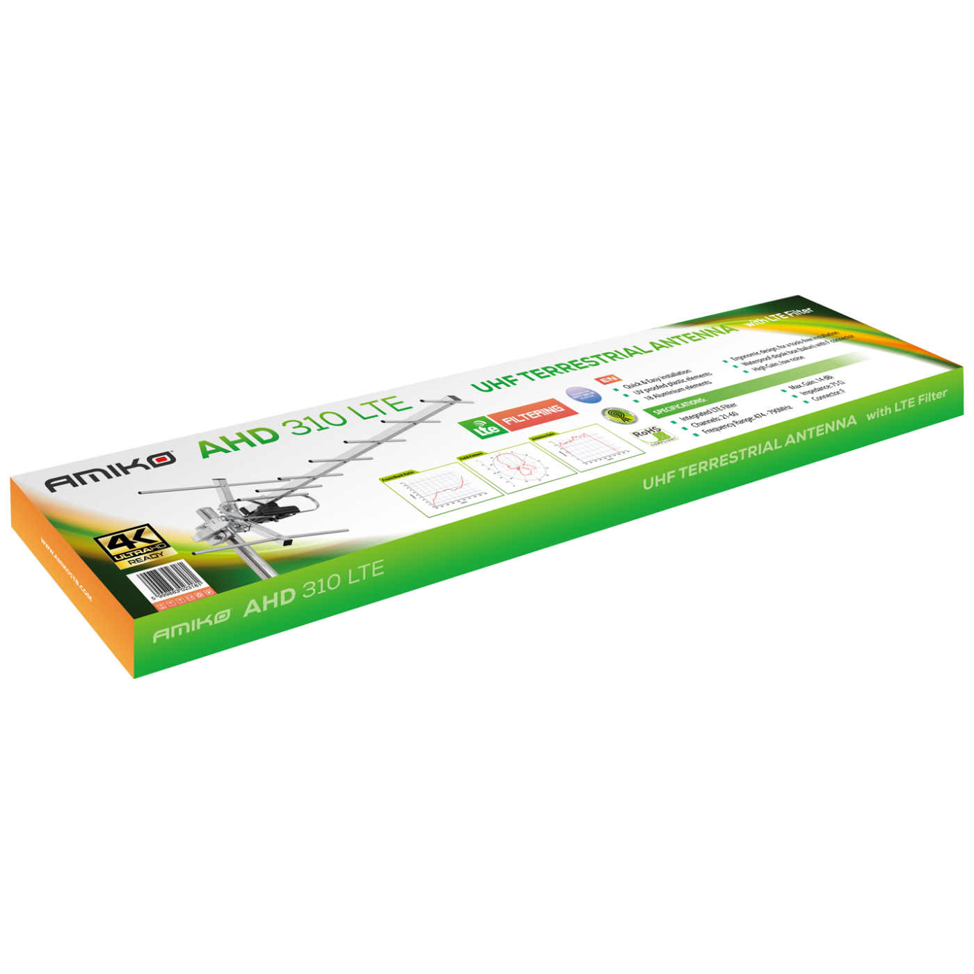 Antena logaritamska AMIKO UHF 18 elemenata, Alu, 14dB, LTE filter - AHD 310 LTE-1