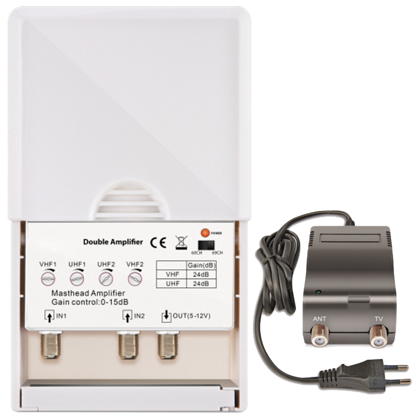 Amiko Pojačalo antensko + LTE / 4G filter sa 2 podesiva ulaza - DOUBLE AMPLIFIER-0
