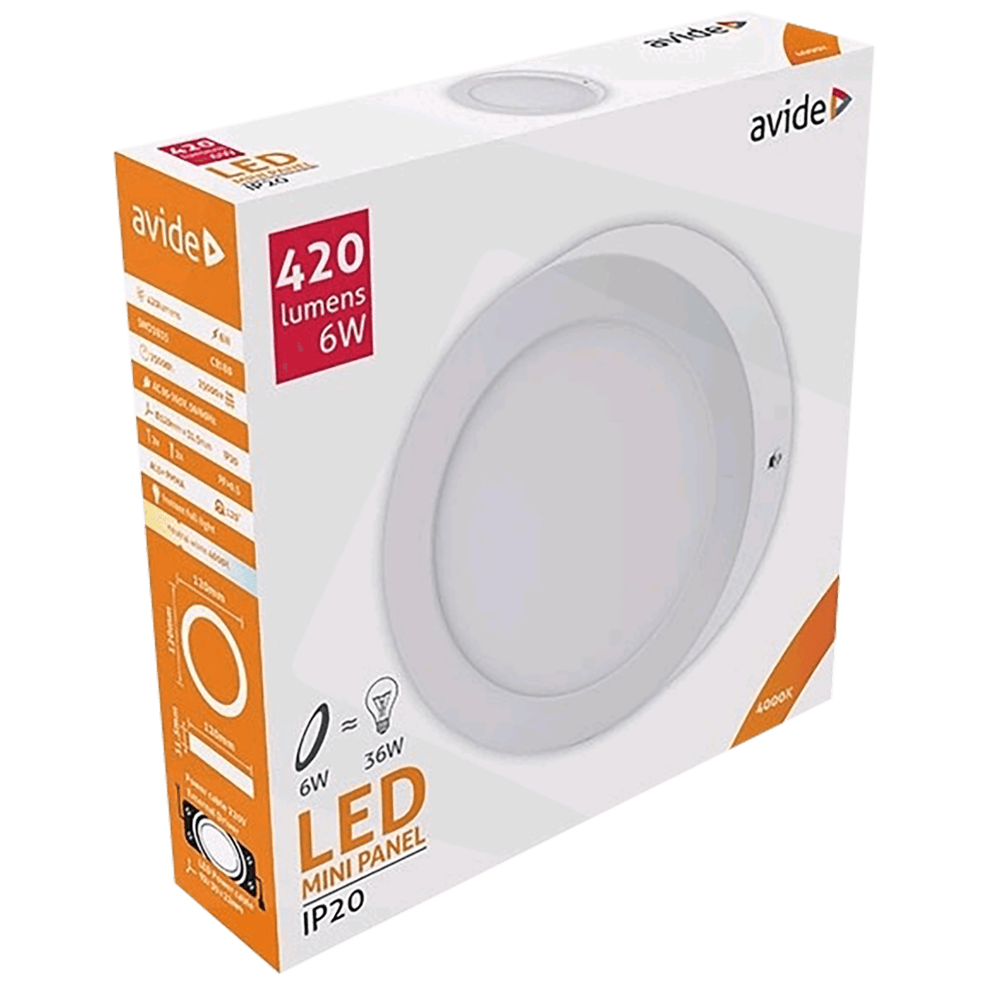 Avide Plafonjera LED, 6W, 420 lm, 4000K, IP20 - ACSMNW-R-6W-ALU-1