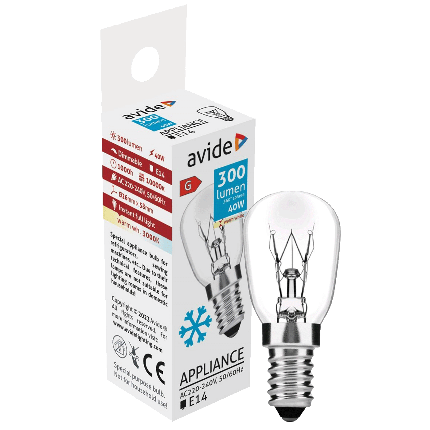 Avide Žarulja za hladnjak, LED 40W, E14, 3000K - Cooling Bulb 40W E14-0