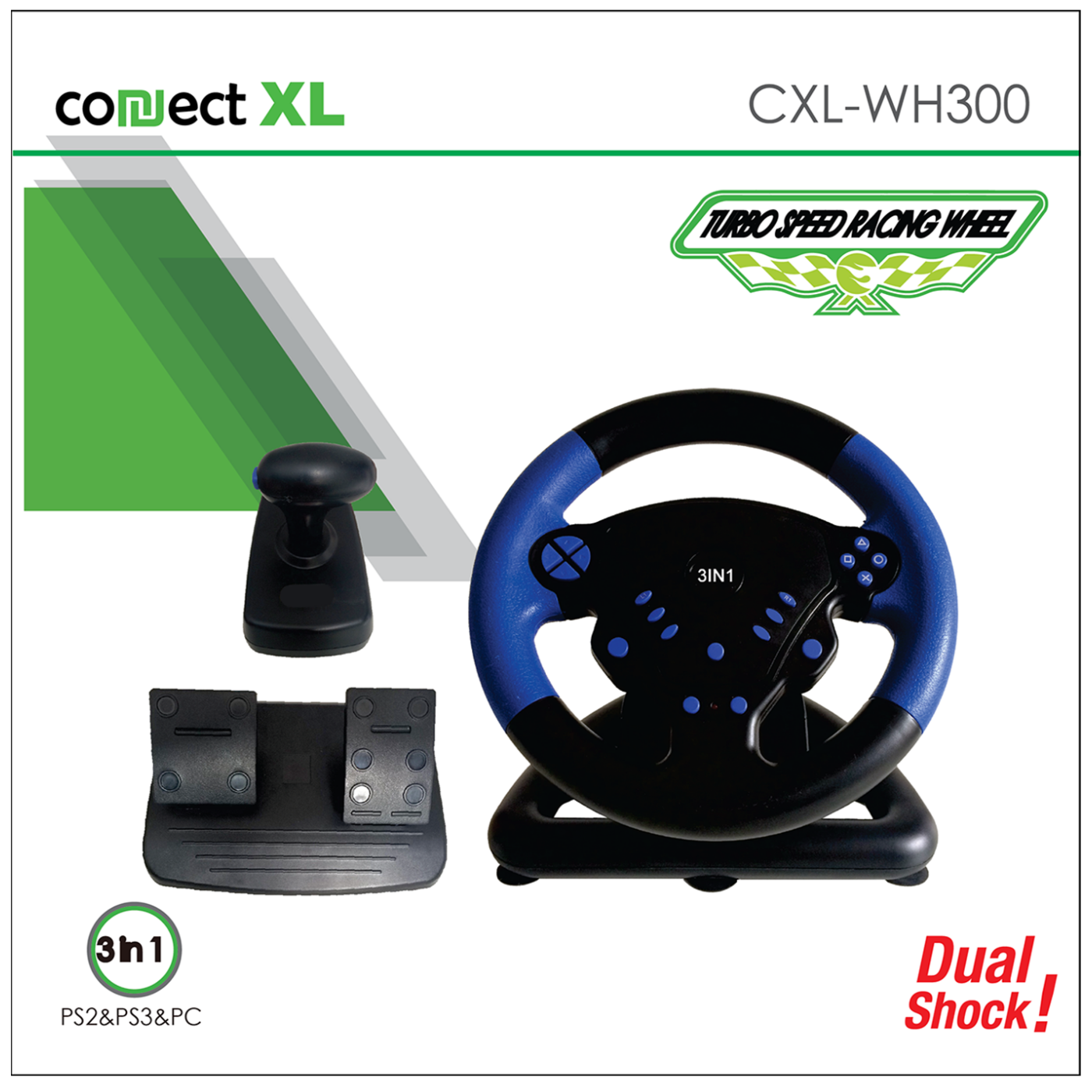 Connect XL Gaming volan 3u1, PS2/PS3/PC, vibracija, pedale - CXL-WH300-0