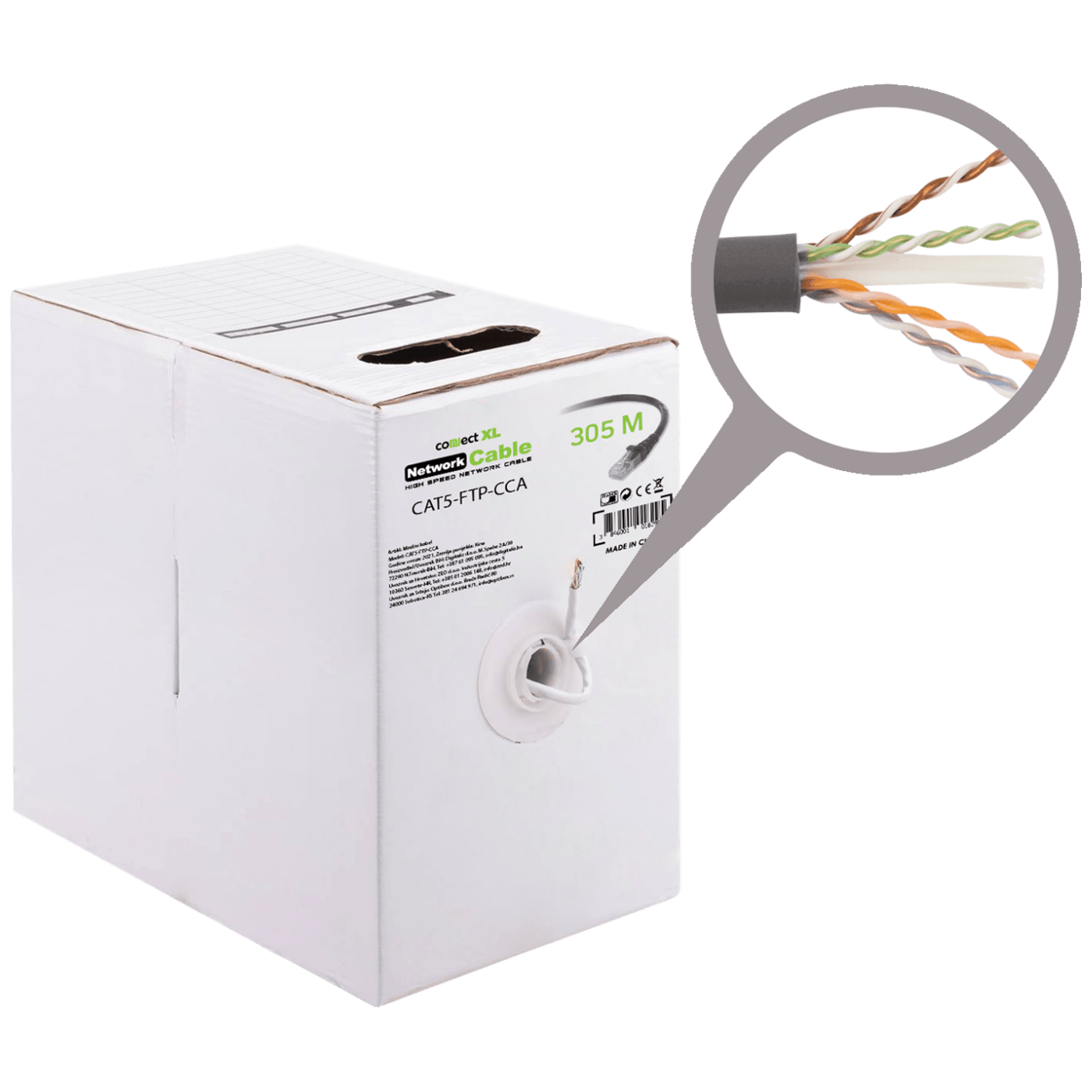 Connect XL Mrežni FTP kabl, CAT5e, CCA, 305 met. - CAT5-FTP-CCA-0