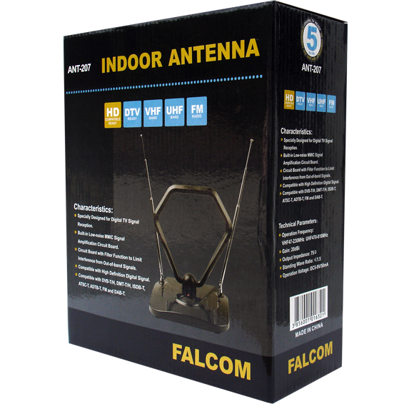 Falcom Antena sobna sa pojačalom, UHF/VHF crna - ANT-207-1