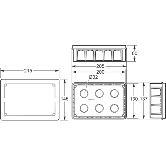 Famatel Razvodna kutija podžbuk 200x130, IP30 - 3203-RKP/200x130-1