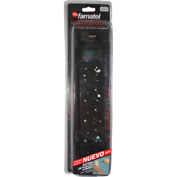 Famatel Produžni kabel 5 utičnica, 1.5m, prekidač crni, 1.5mm² - 2625-N-1