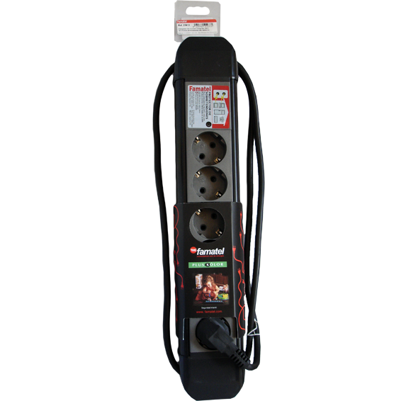 Famatel Produžni kabel 6 utičnica, 1.5m, prekidač crni, 1.5mm² - 23612-1