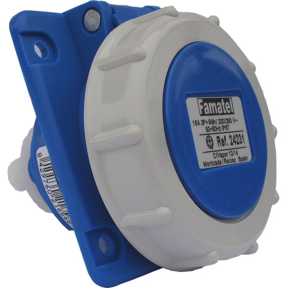 Famatel Utičnica zidna 10°, 16A, 220-240V, 3 polna (3P+T), H9, IP67 - 24231-0