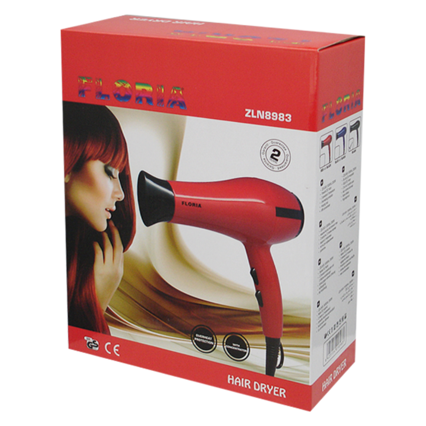 Sušilo za kosu FLORIA 2000 W crveno - ZLN8983/RD-1