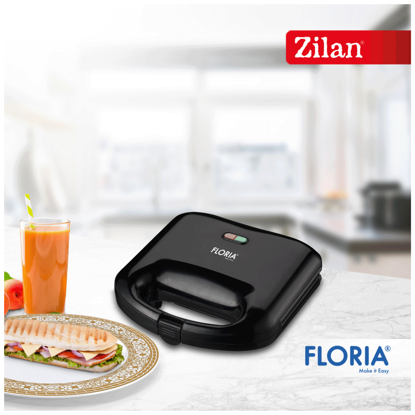 Toster FLORIA, LED indikator, 750 W - ZLN4304 BK-6