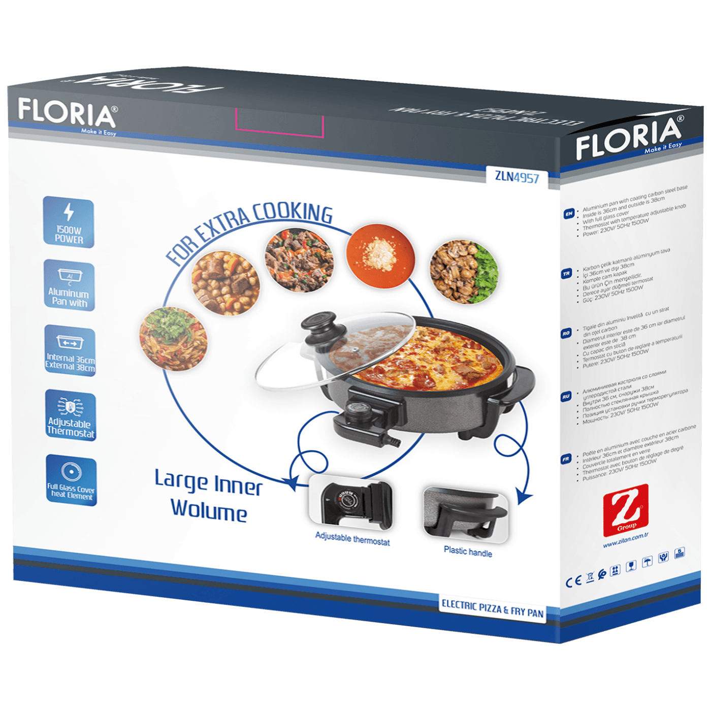 Pizza pekač FLORIA, promjer 36 cm / 38 cm, 1500 W - ZLN4957-1
