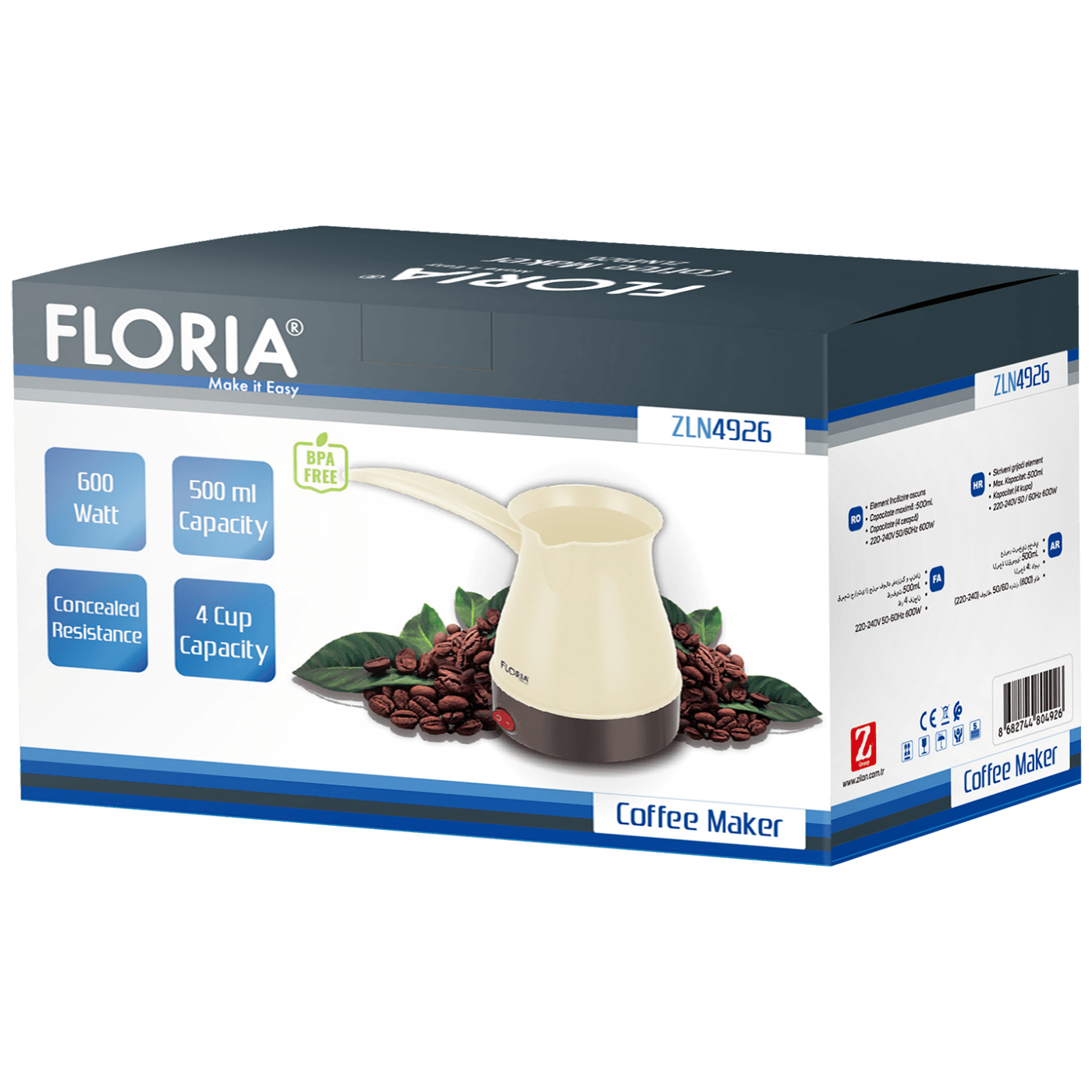 Kuhalo za kavu FLORIA, 600 W, 0,5 lit. - ZLN4926-2