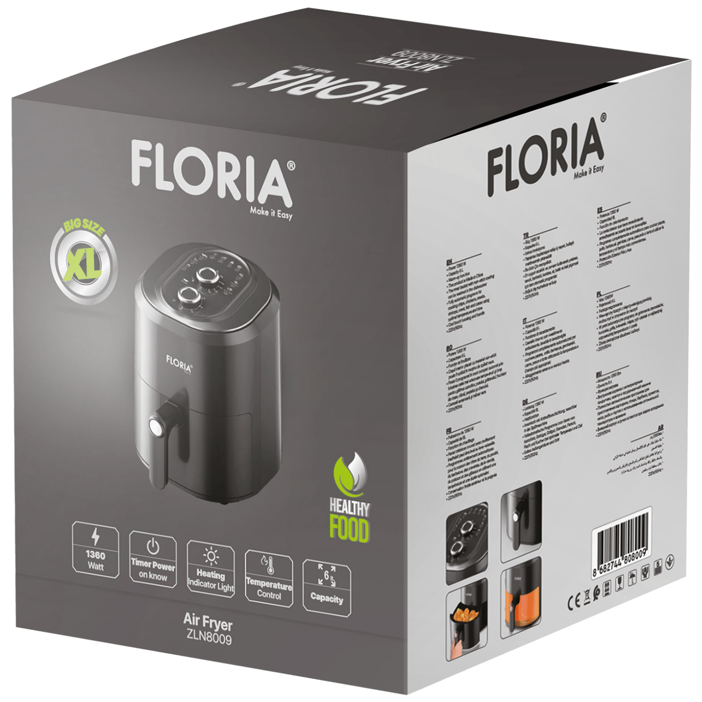 Friteza na vrući zrak FLORIA, 1360 W, zapremina posude 6 lit. - ZLN8009-1