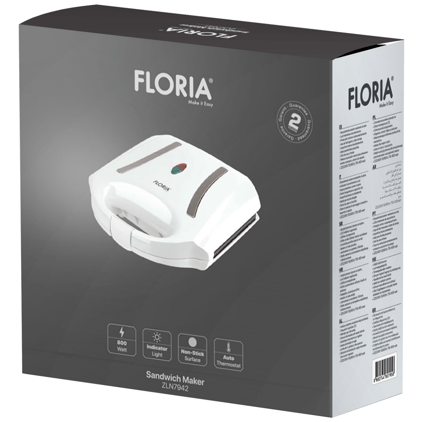 Toster FLORIA, LED indikator, 800 W bijela- ZLN7942-1