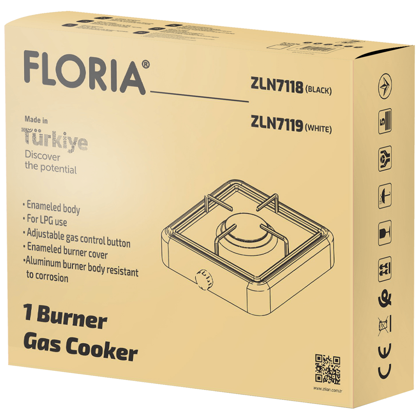 Plinski rešo sa 1 plamenikom FLORIA crno - ZLN7118-2