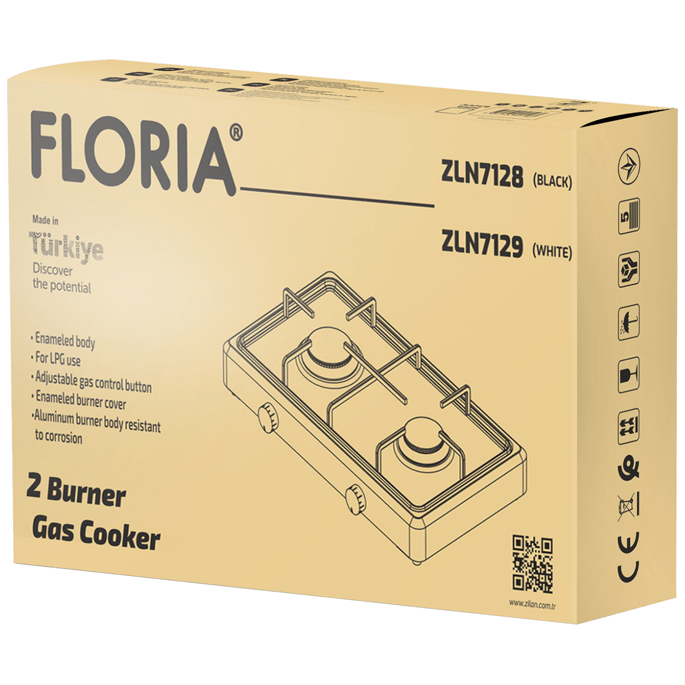 Plinski rešo sa 2 plamenika FLORIA crno - ZLN7128-2