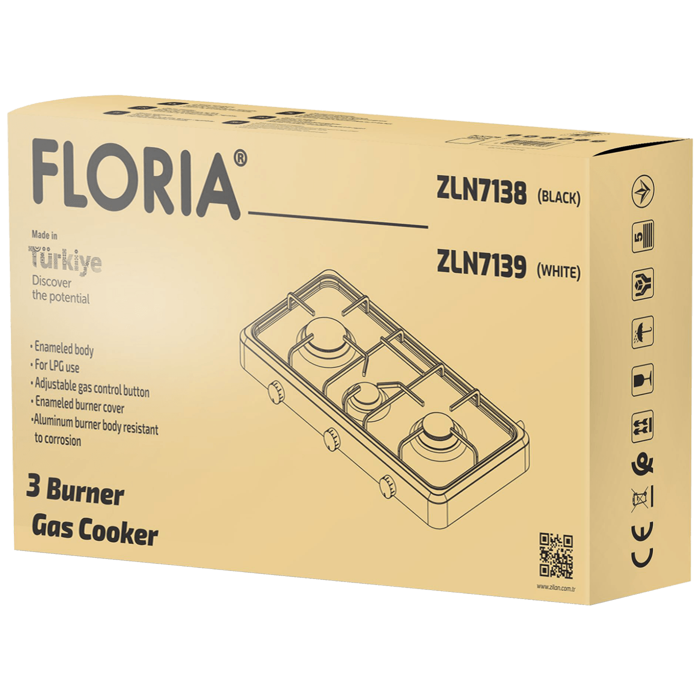 Plinski rešo sa 3 plamenika FLORIA crni - ZLN7138-2