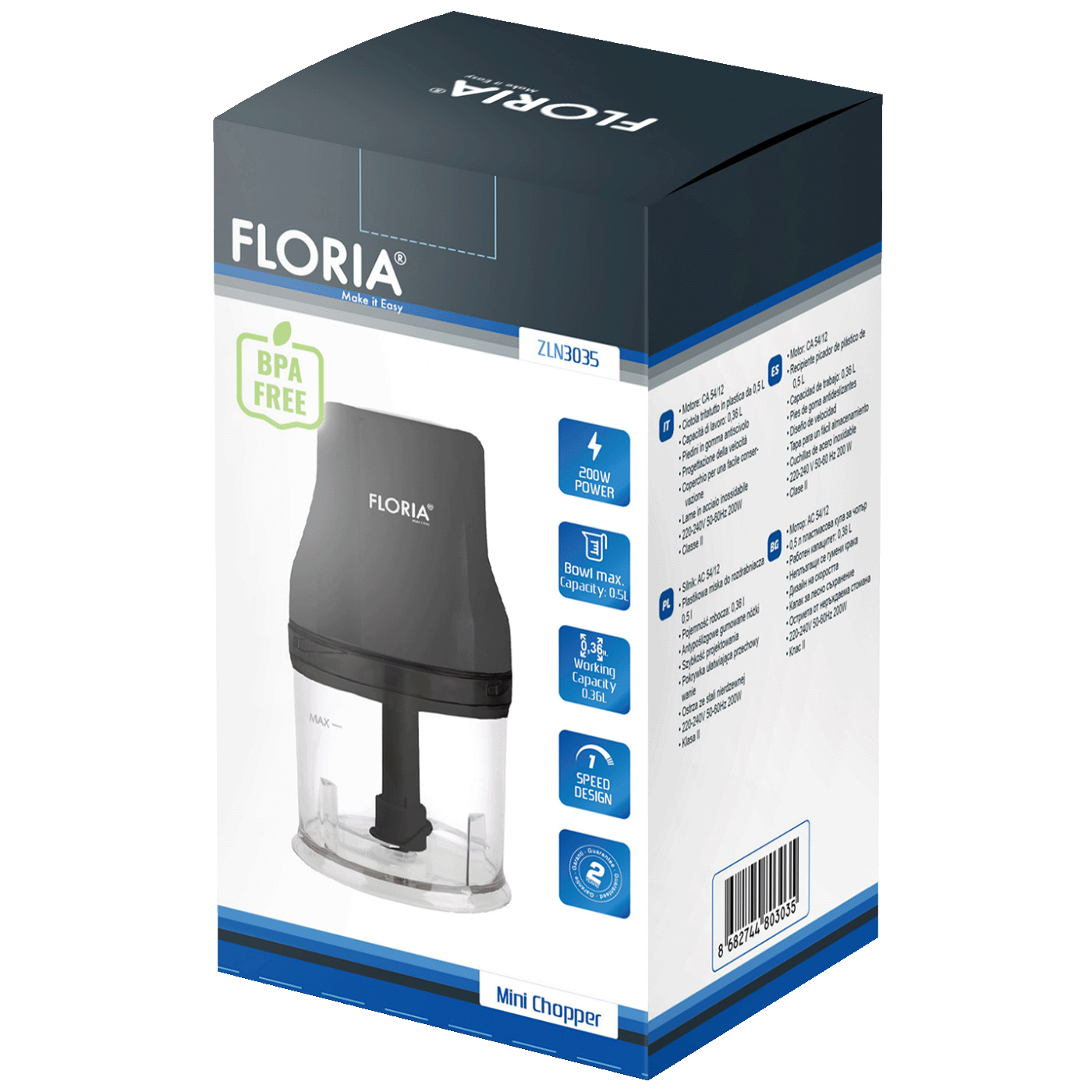 Floria Sjeckalica, 1 brzina, posuda 500 ml, 200 W - ZLN3035-1