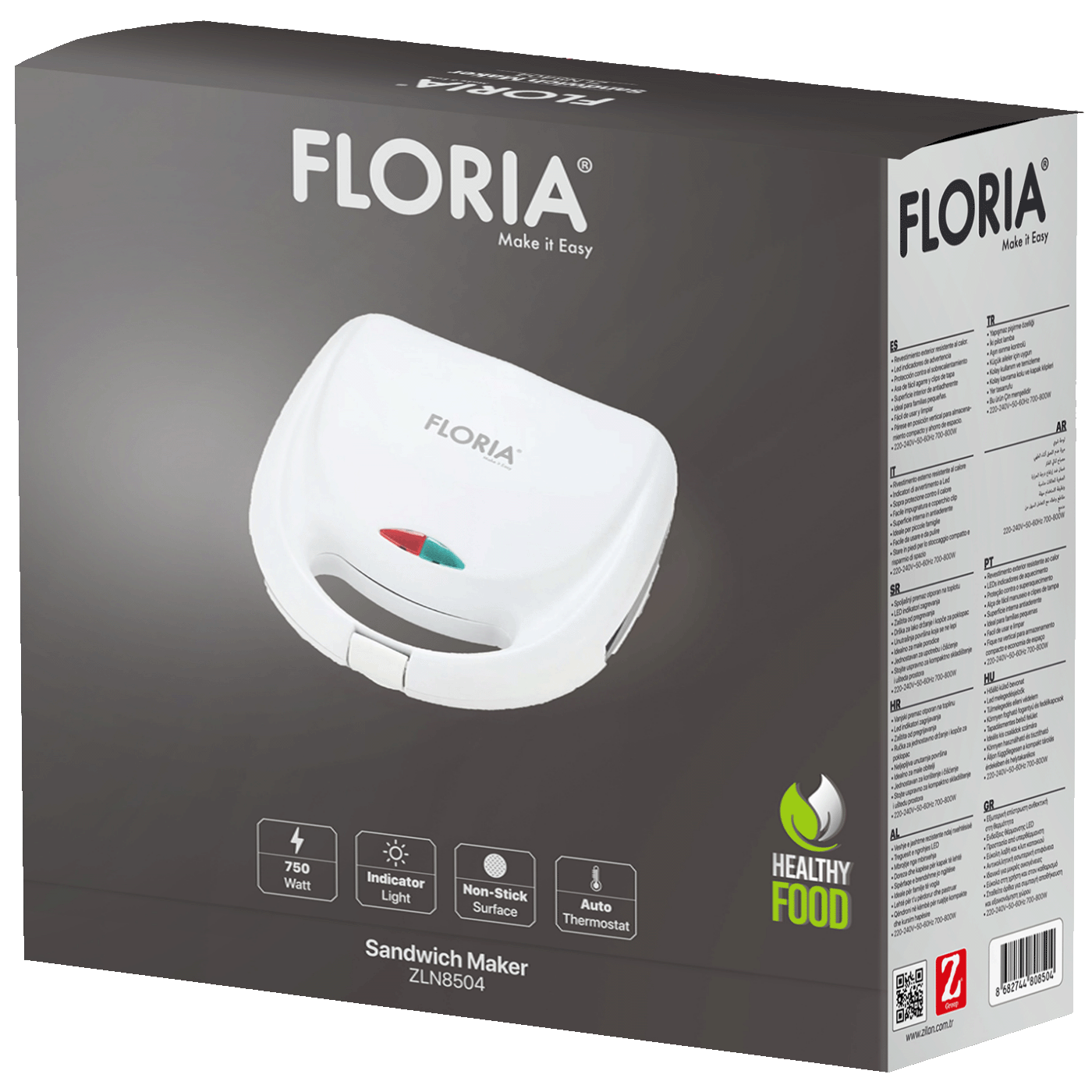 Toster FLORIA ZLN8504 (LED indikator, 800 W, neljepljiva unutarnja površina, zaštita od pregrijavanja)-3