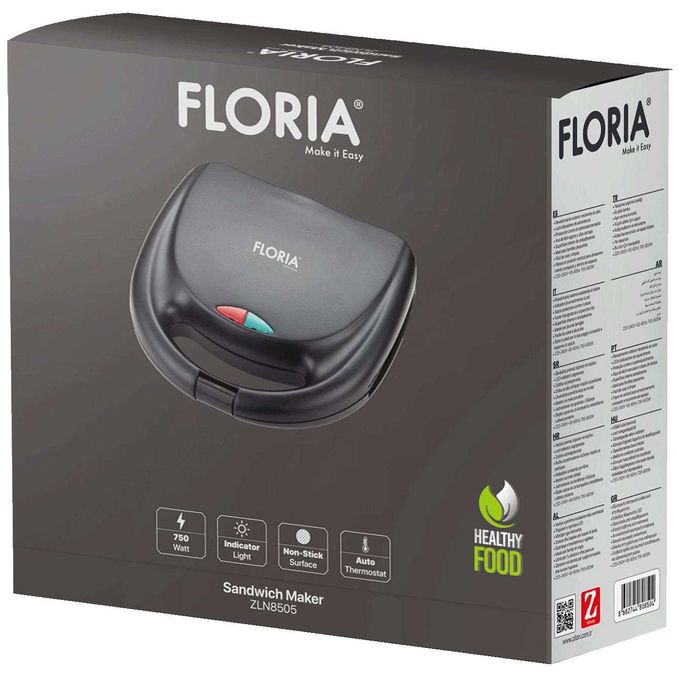 Toster FLORIA ZLN8505 (LED indikator, 800 W, vanjski premaz otporan na toplinu, automatski termostat, neljepljiva unutarnja površina)-3