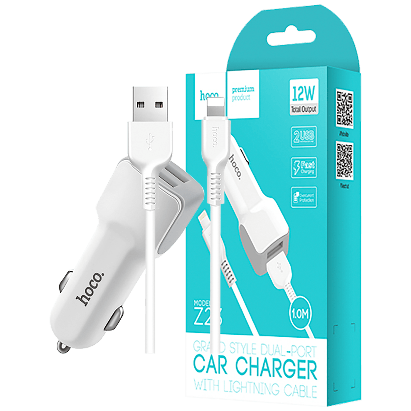 Auto punjač HOCO Z23 Grand Style (2x usb, 2.4a, lightning kabel)-0