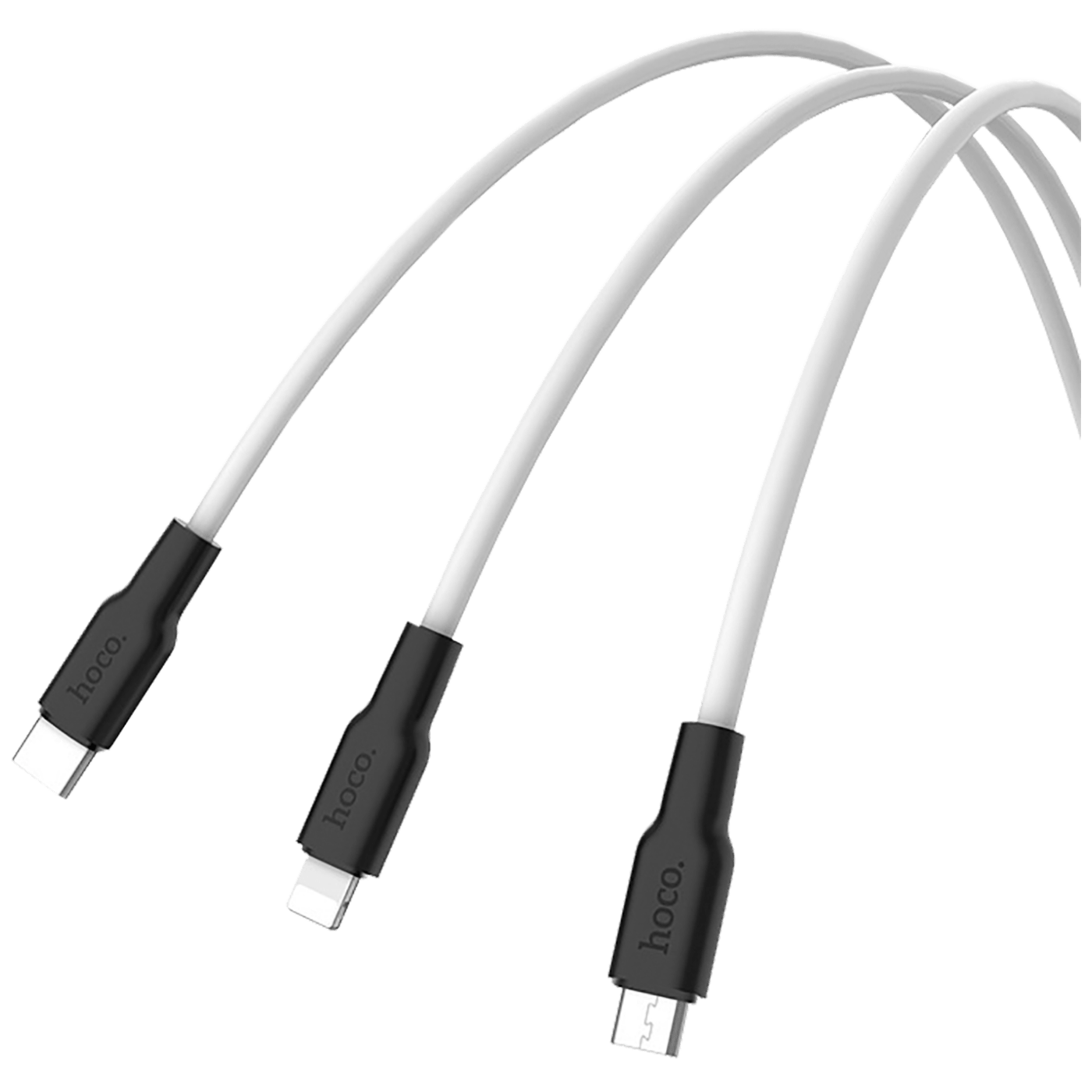 hoco. USB kabel, 3in1, microUSB, type C, Lightning, 1.2 met., 2 A - X21 Silicone 3in1 crna/White-3