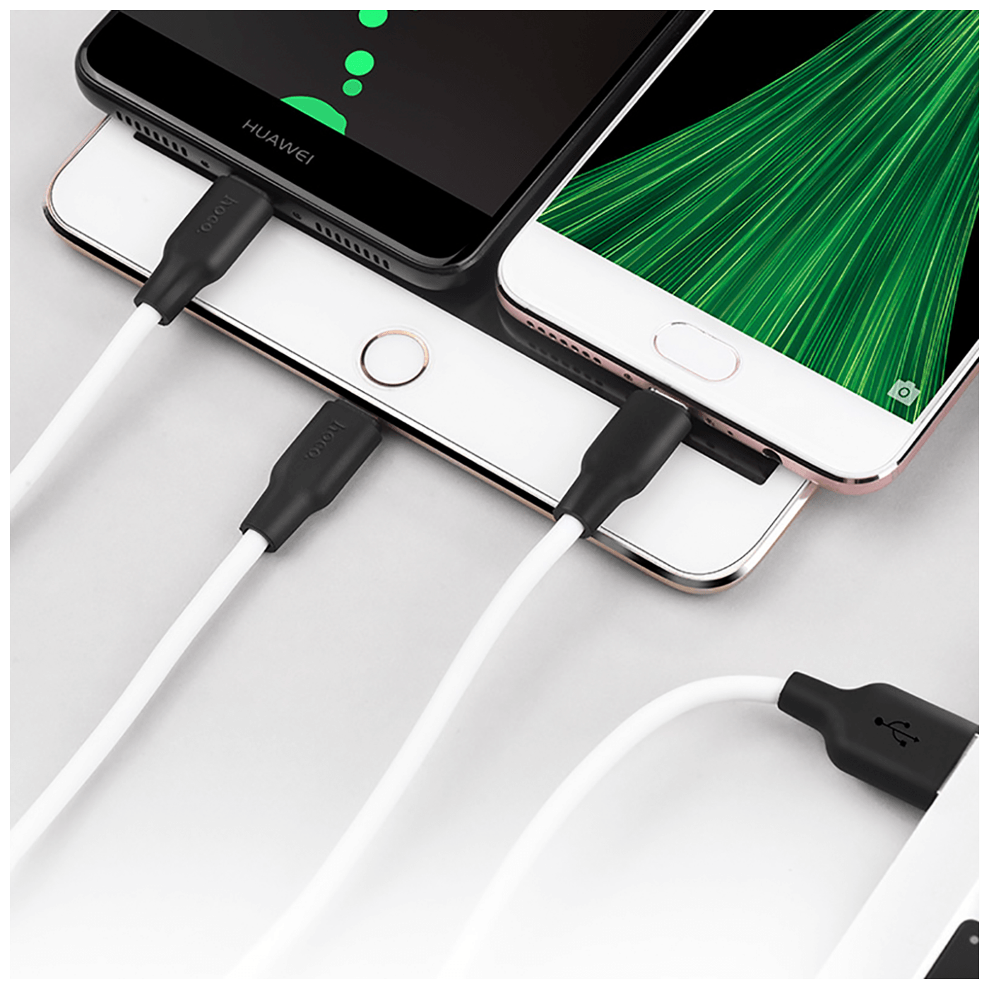 hoco. USB kabel, 3in1, microUSB, type C, Lightning, 1.2 met., 2 A - X21 Silicone 3in1 crna/White-4