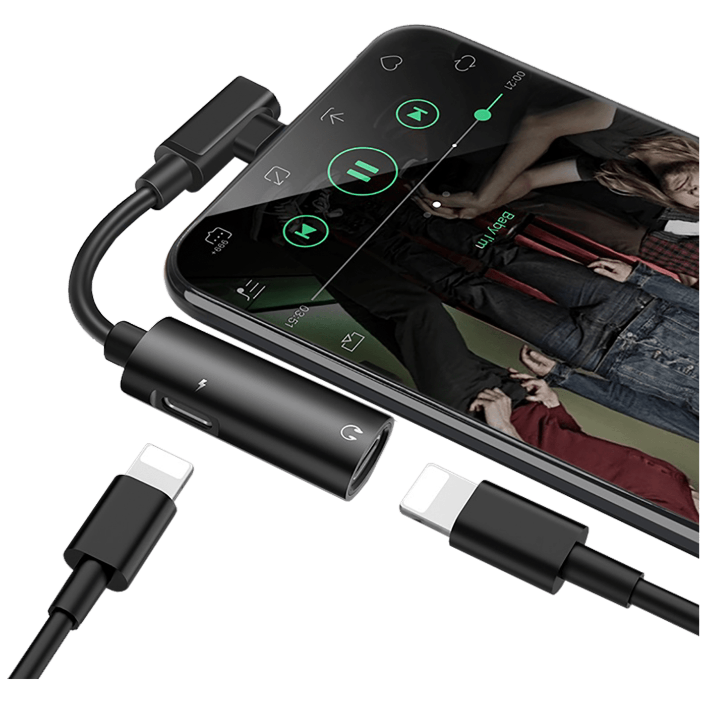 hoco. Adapter za slušalice 2in1, iPhone,Lightning na 2 x Lightning - LS18 Lightning to Lightning-4