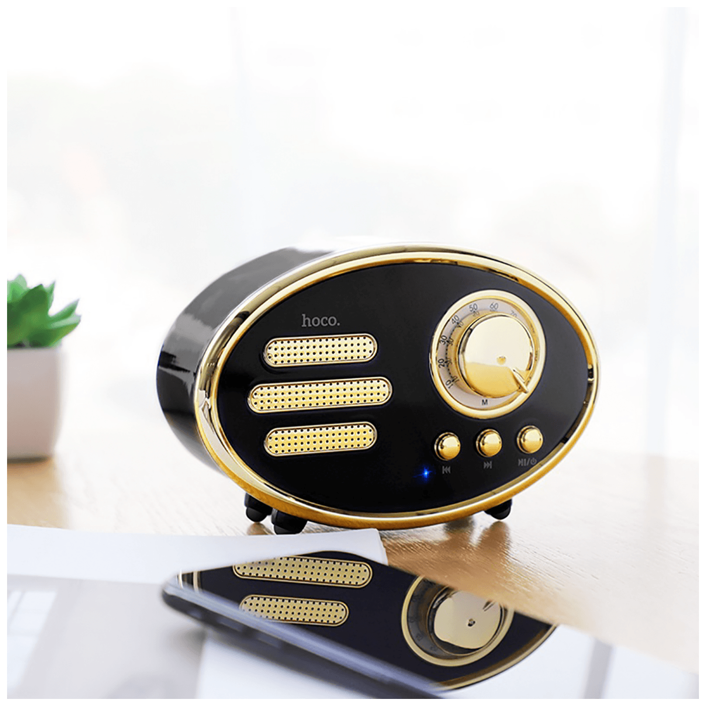Bežični zvučnik HOCO (Bluetooth, baterija 5h) retro crna-4
