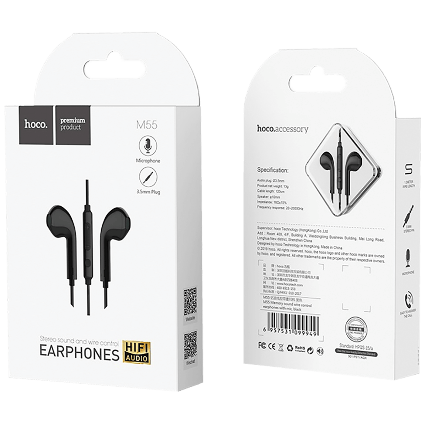 Slušalice HOCO sa mikrofonom 1.2 met/ crne - M55 Memory sound crna (handsfree)-4