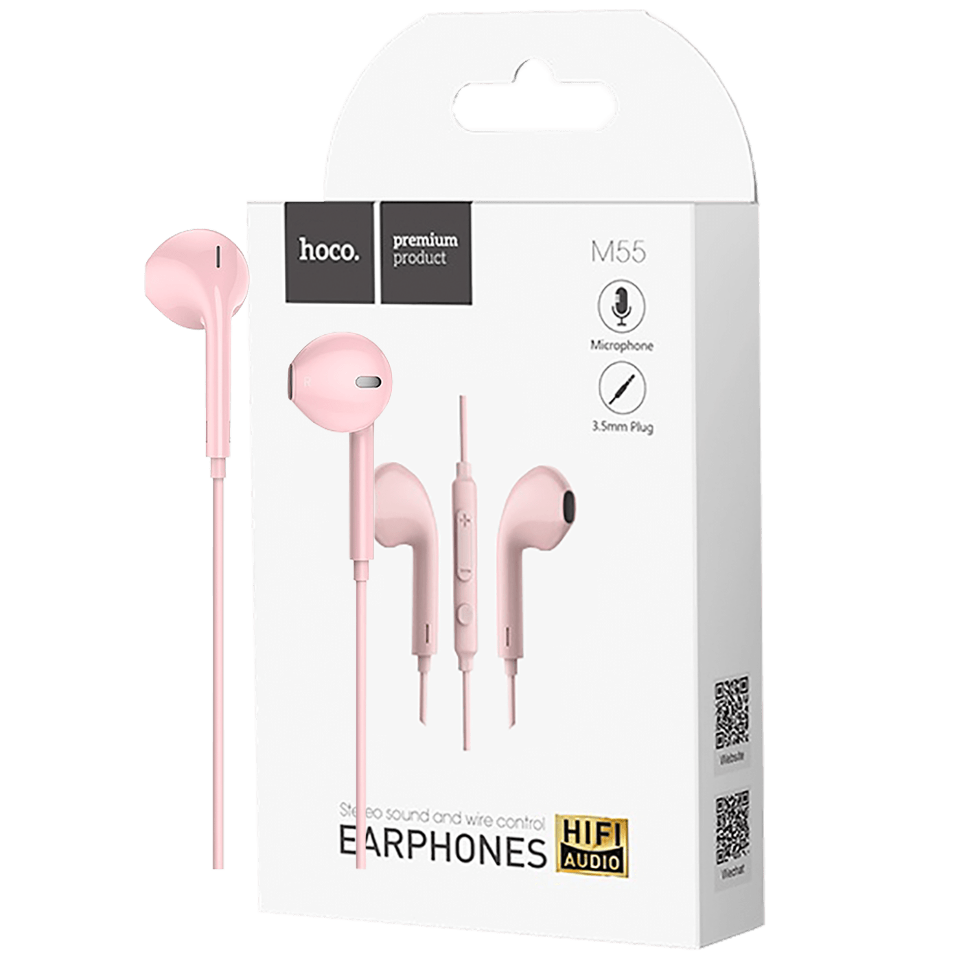 Slušalice HOCO sa mikrofonom 1.2 met/ pink - M55 Memory sound Pink-1