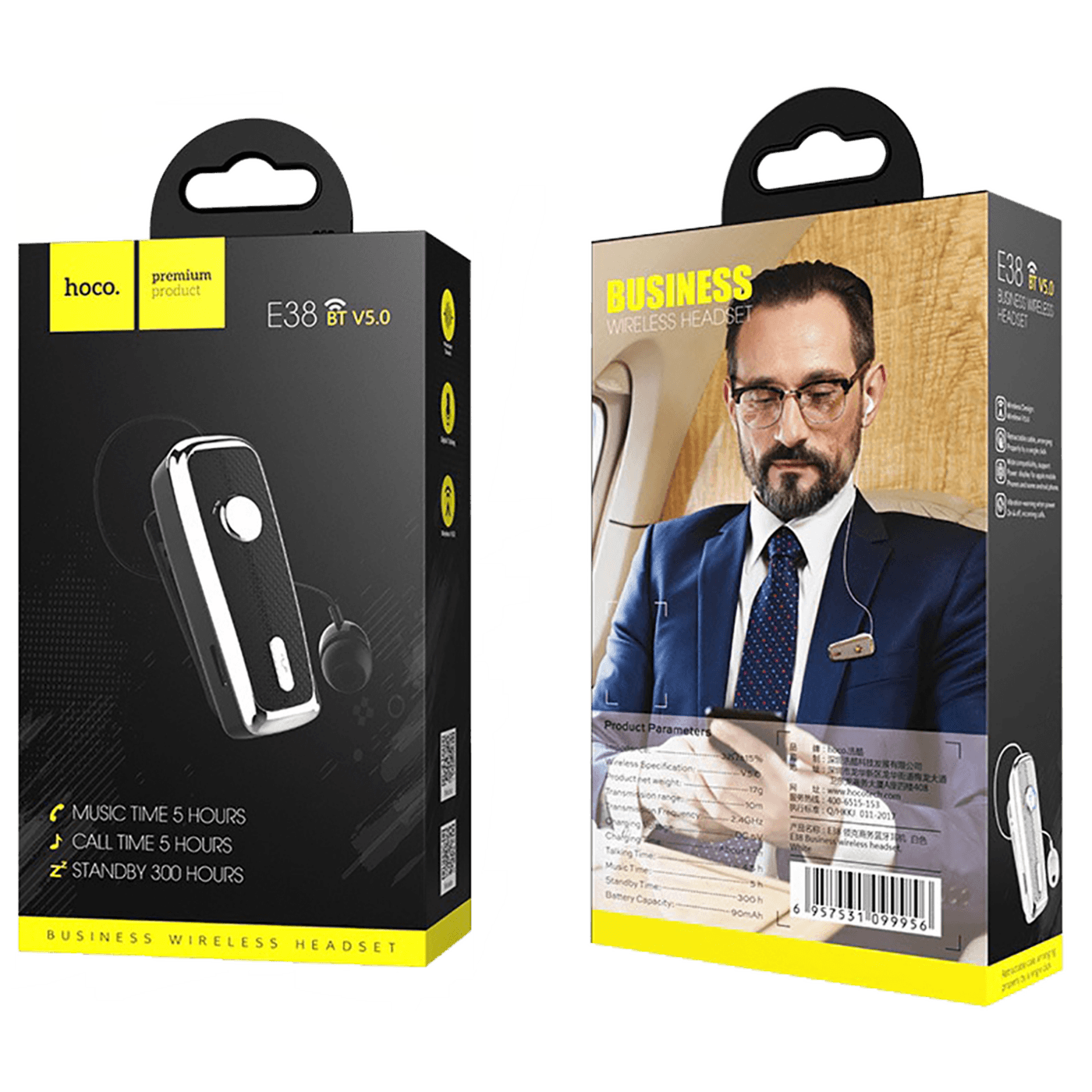 Handsfree slušalica sa mikrofonom HOCO, Bluetooth, 90 mAh, 5 h - E38 Business crna-1