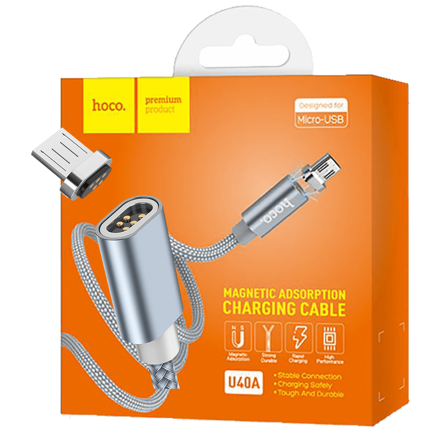 hoco. USB kabel za smartphone, metal magnetic, micro USB, 2.0 A - U40A Magnetic microUSB-0