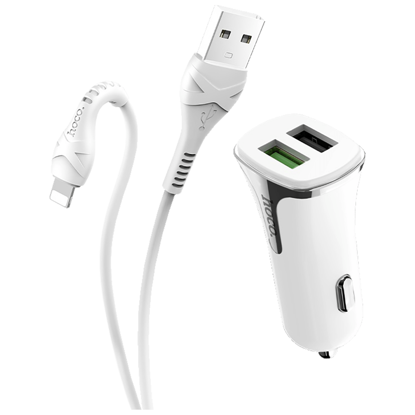 hoco. Auto punjač sa Lightning kabelom, QC, 2 x USB, 3.1 A - Z31 Universe double port, Lightning-3