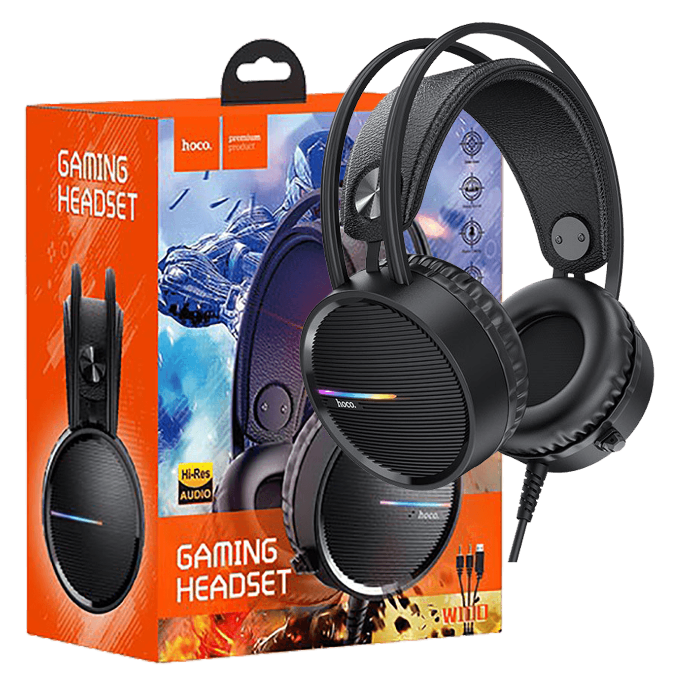 Slušalice sa mikrofonom HOCO gaming, dužina kabela 2.4 met crna - W100 Touring-0