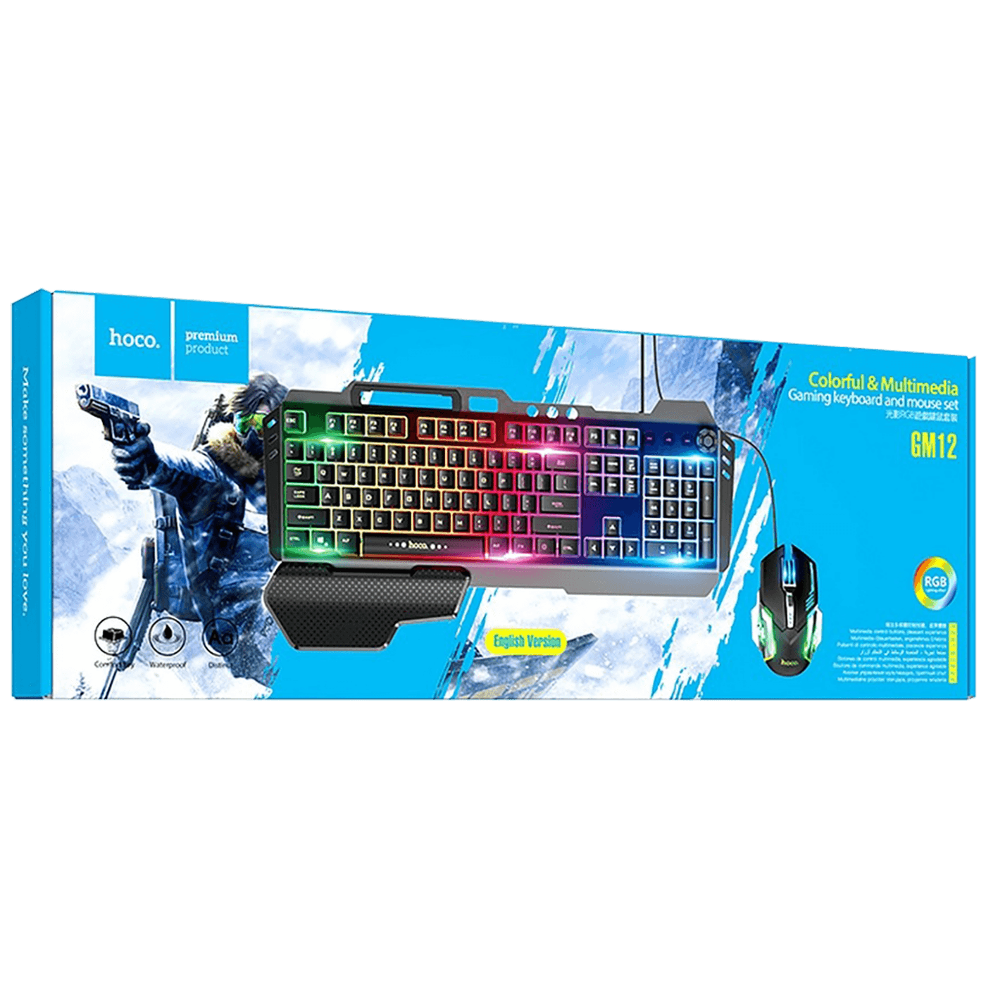 hoco. Tipkovnica+miš, gaming set, RGB osvjetljenje, USB - GM12-1