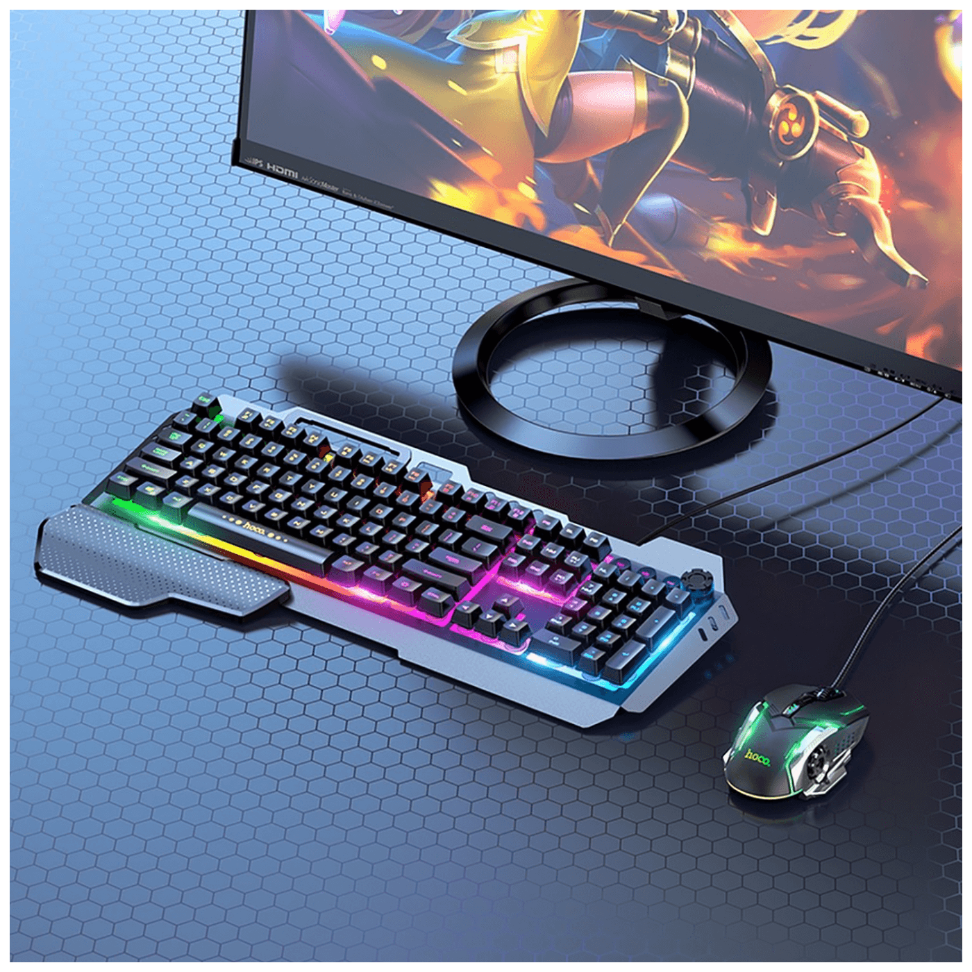 hoco. Tipkovnica+miš, gaming set, RGB osvjetljenje, USB - GM12-5