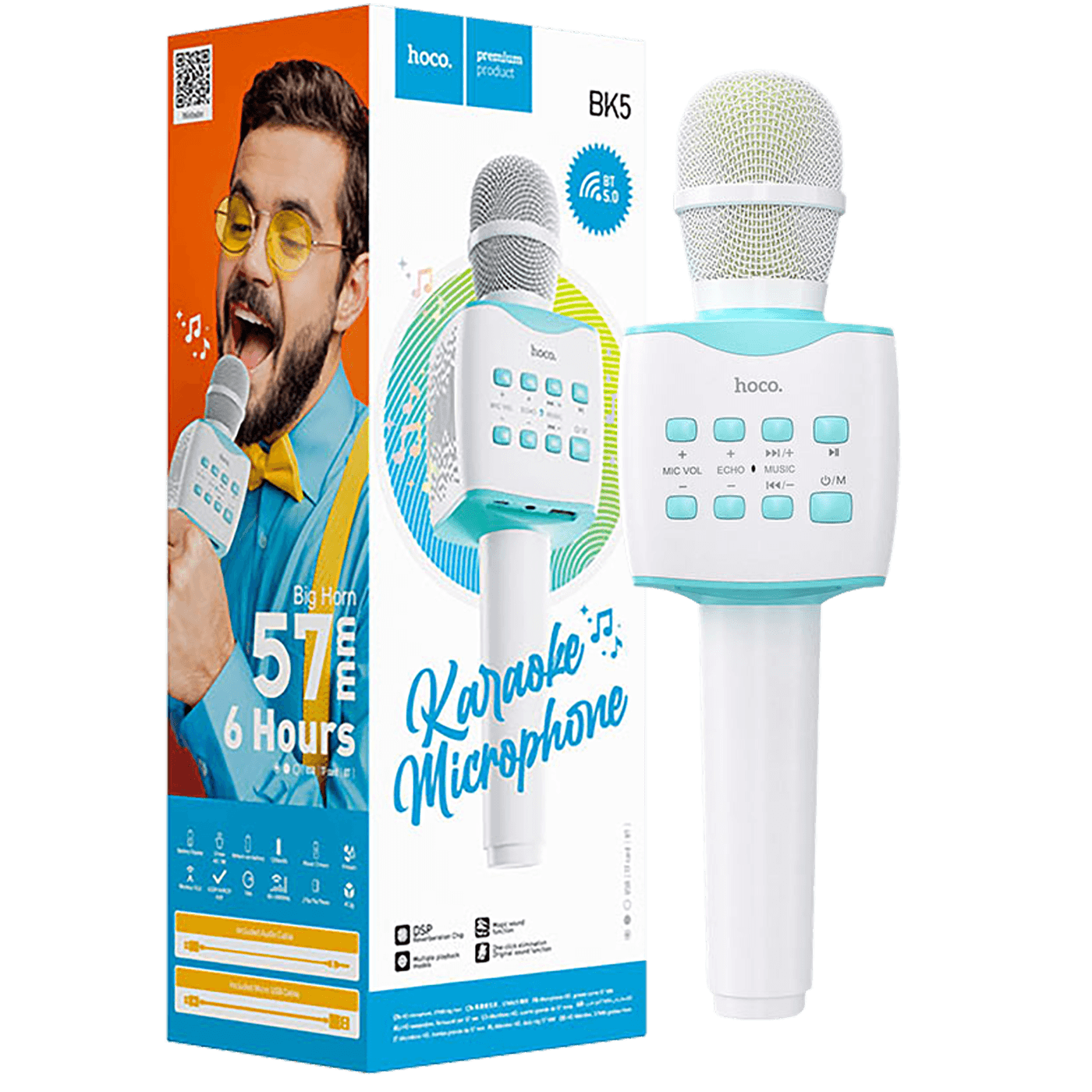 Karaoke mikrofon HOCO bežični, BK5, 1200mAh - BK5 Cantando, Blue-0