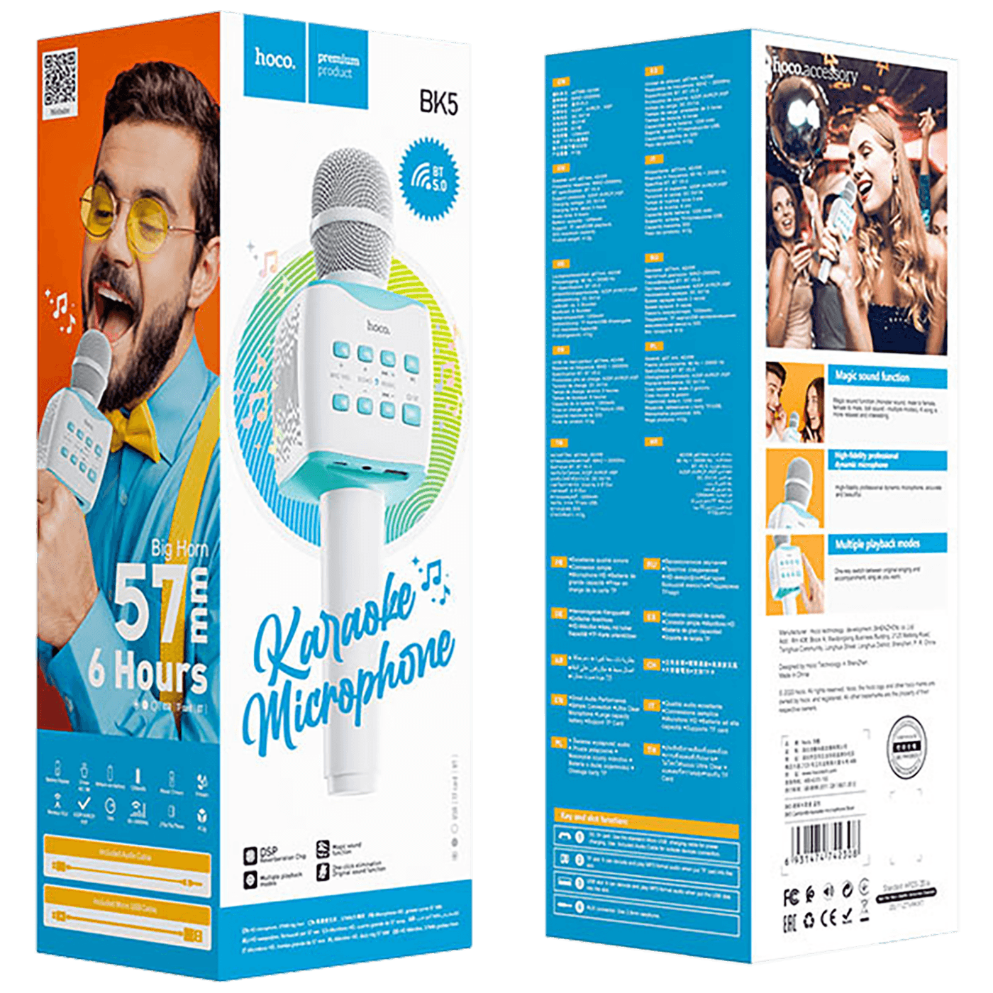 Karaoke mikrofon HOCO bežični, BK5, 1200mAh - BK5 Cantando, Blue-1
