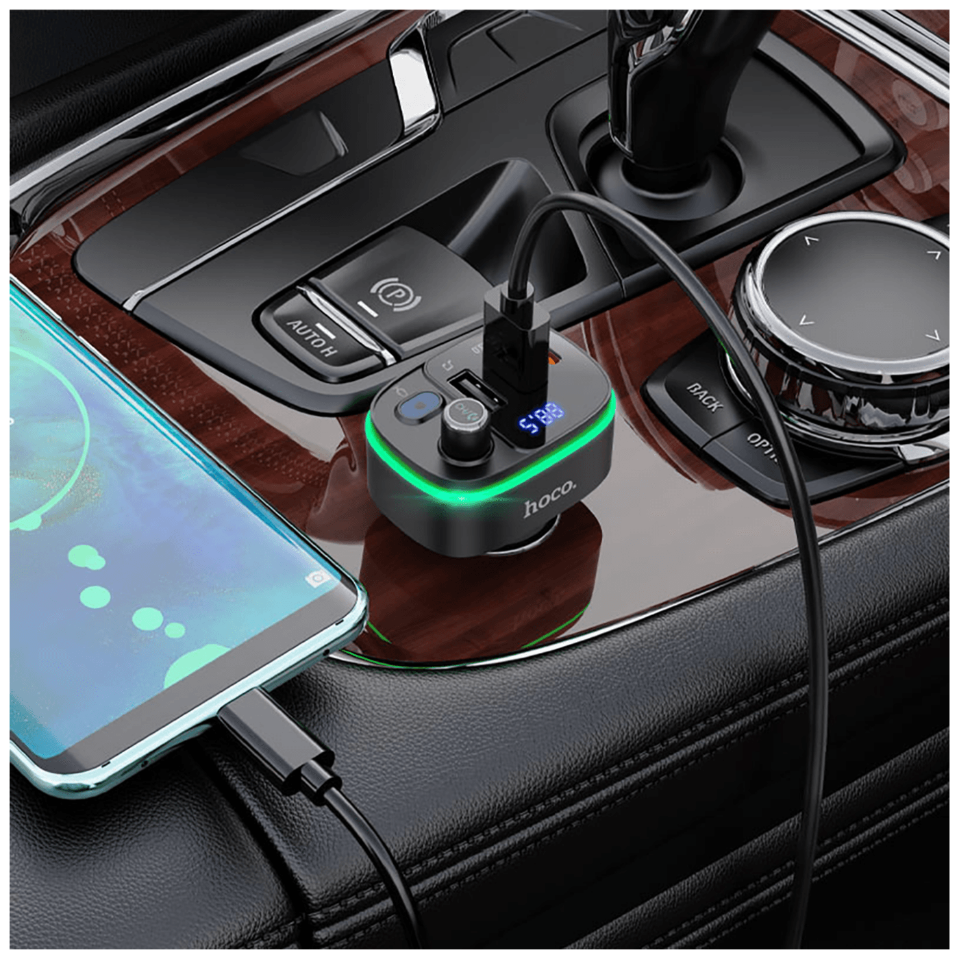 hoco. FM modulator, E62,Bluetooth,12/24 V,2xUSB, 1xUSB-C,PD20W - E62 Fast-5