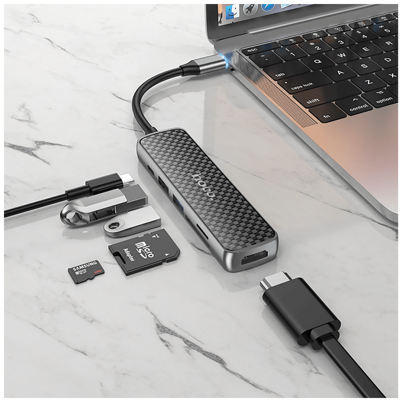 hoco. Konverter USB type C to HDMI/USB3.0/USB2.0/SD/ TF/PD - HB24 Easy display-5