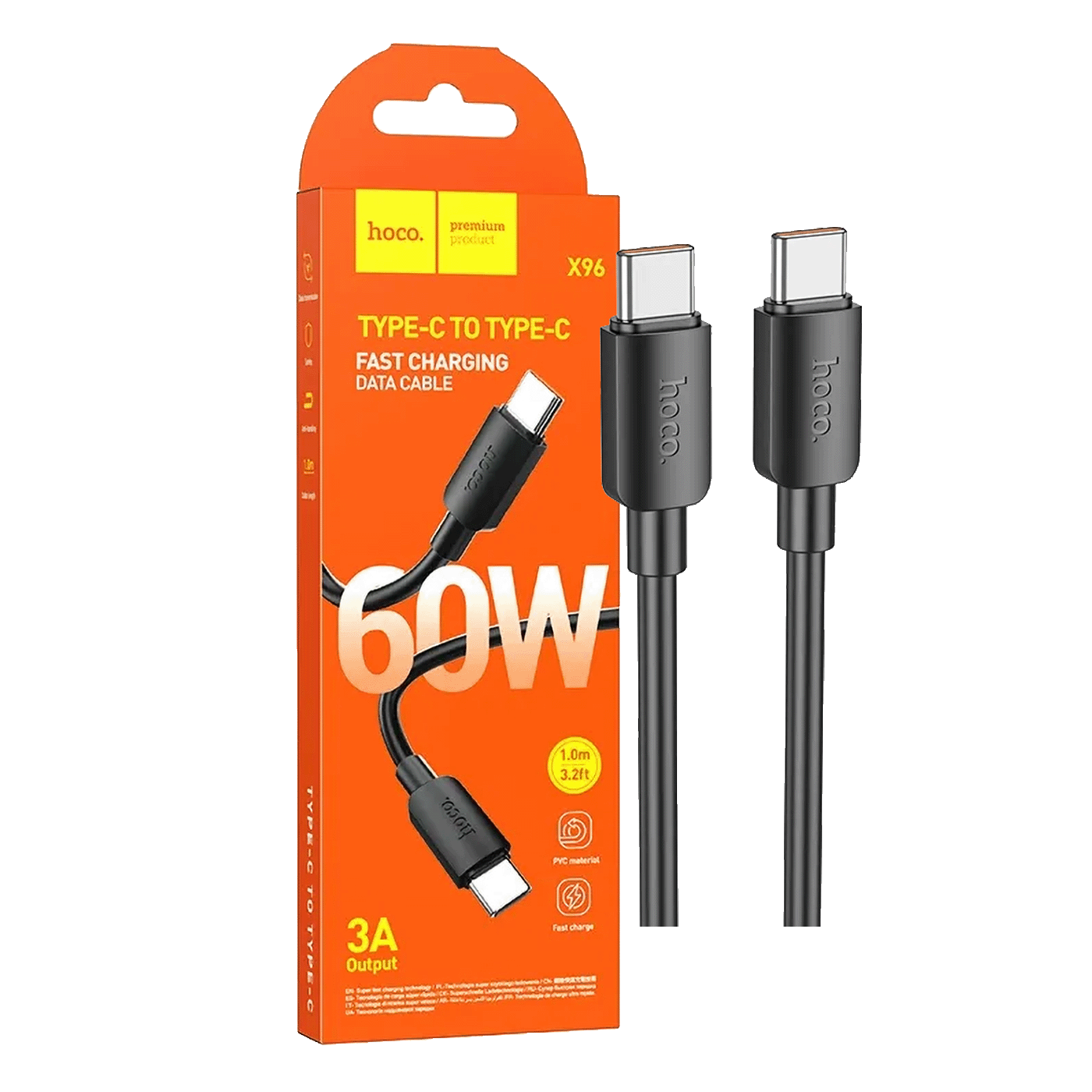 hoco. USB kabl za smartphone, type C, 60W crna - X96 Hyper, 60W crna-0